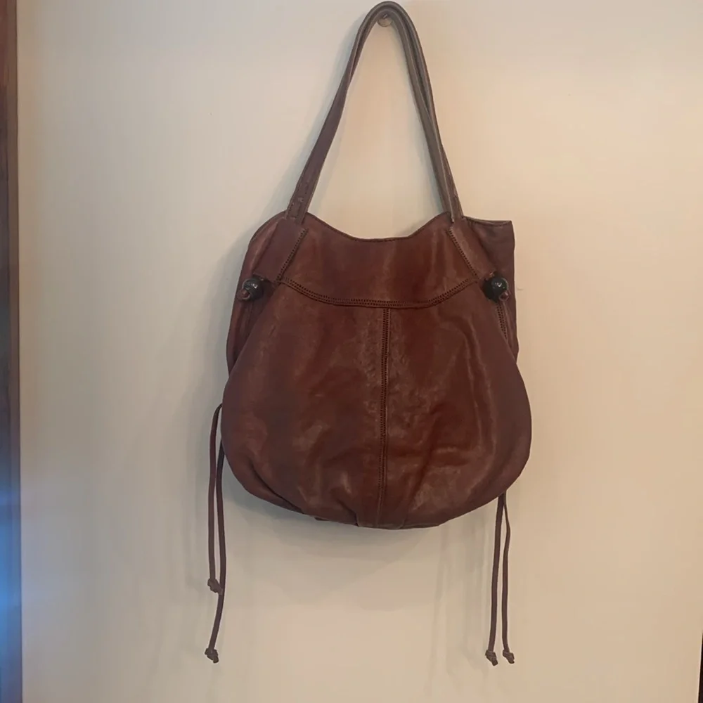 Lucky Brand tan genuine lamb leather hobo slouch bag
